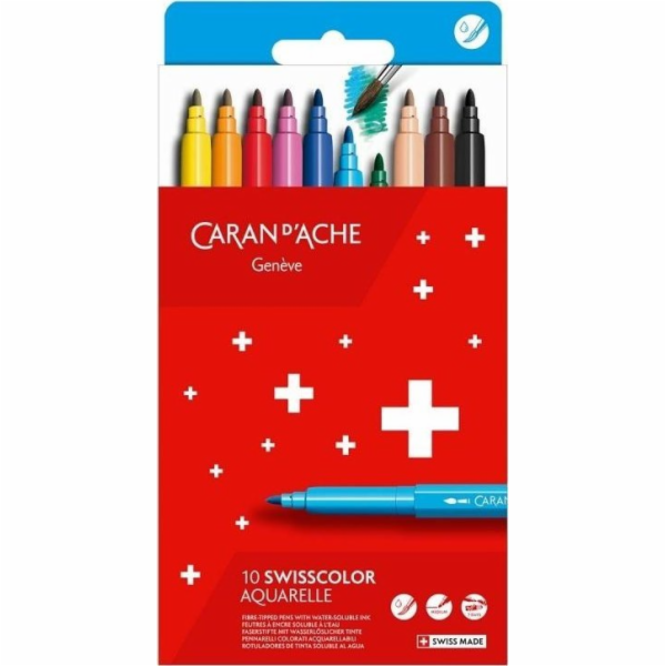 Caran d`Arche Akvarelové fixy CARAN D'ACHE Swisscolor, 10...