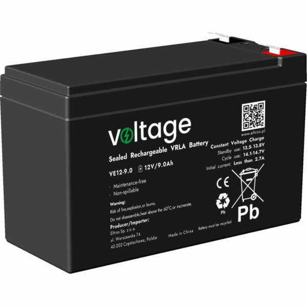 voltage napětí AGM Napětí baterie 12V 9,0Ah VE12-9,0