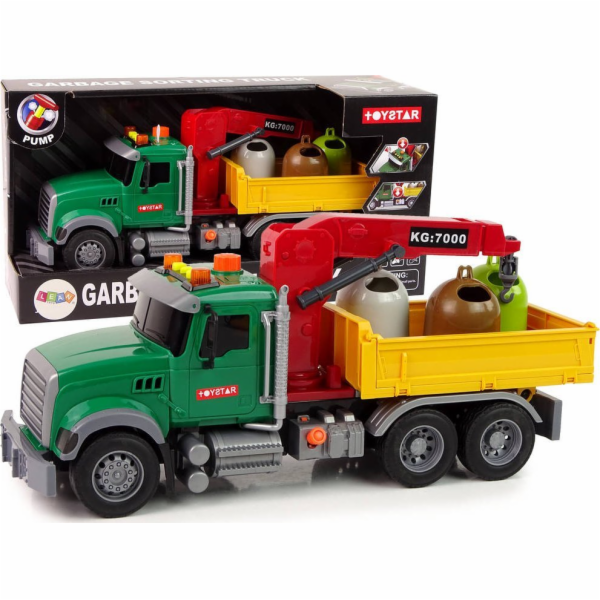 LeanToys Nákladní Auto Jeřáb Přeprava Popelnice Zvuk