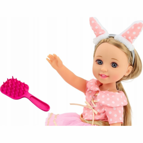 LeanToys Panenka růžové šaty s dlouhými vlasy a čelenkou,...