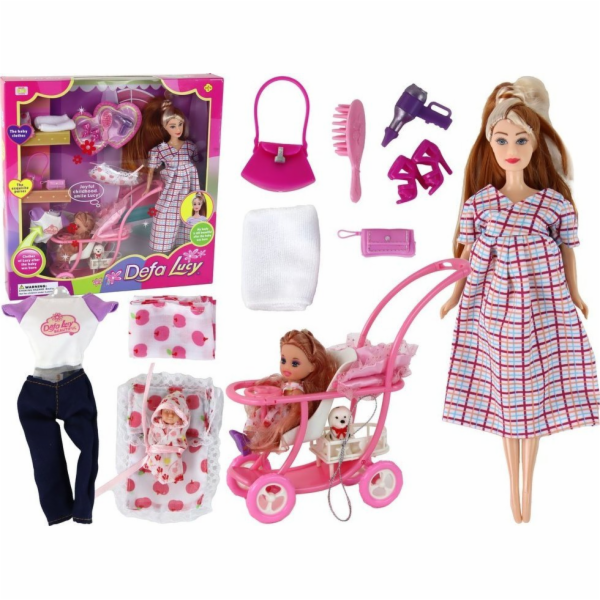 LeanToys Sada pro panenku Lucy s dlouhými hnědými vlasy a...
