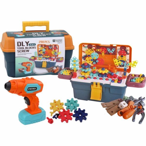 LeanToys 3D stavební puzzle v krabici pro kutily, odšroub...