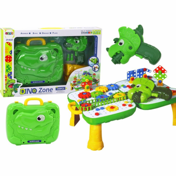 LeanToys Sada kufrový stolek pro kutily, puzzle bloky, di...
