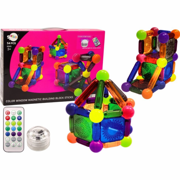 LeanToys Sada magnetických stavebních kostek se světlem 5...