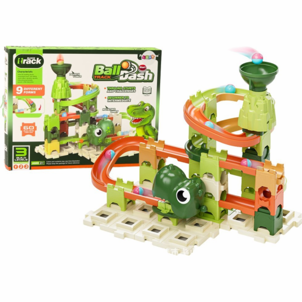 LeanToys Stavební bloky Dráha s dinosaury a míčky 9 úrovn...