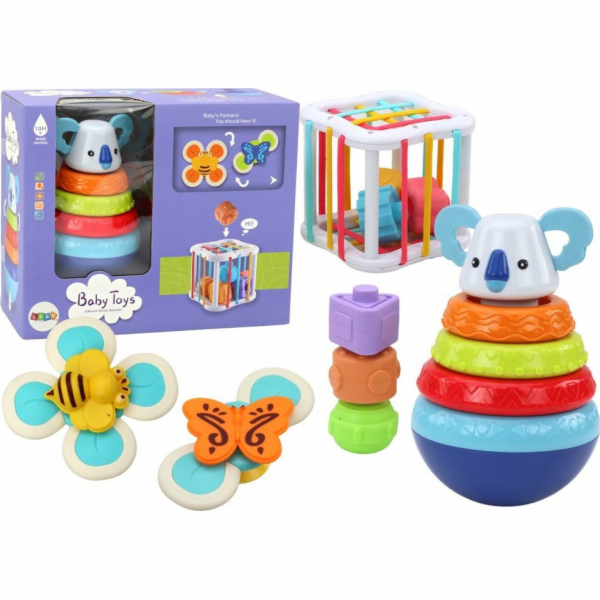 LeanToys Senzorická hračka Koala Tower, vzdělávací kostky...