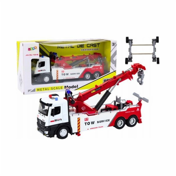 LeanToys Nákladní auto s jeřábem Dva háky Kovová bílo-čer...