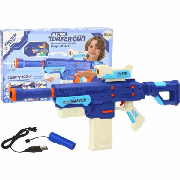 LeanToys Vodní puška M416 500ml modrá baterie