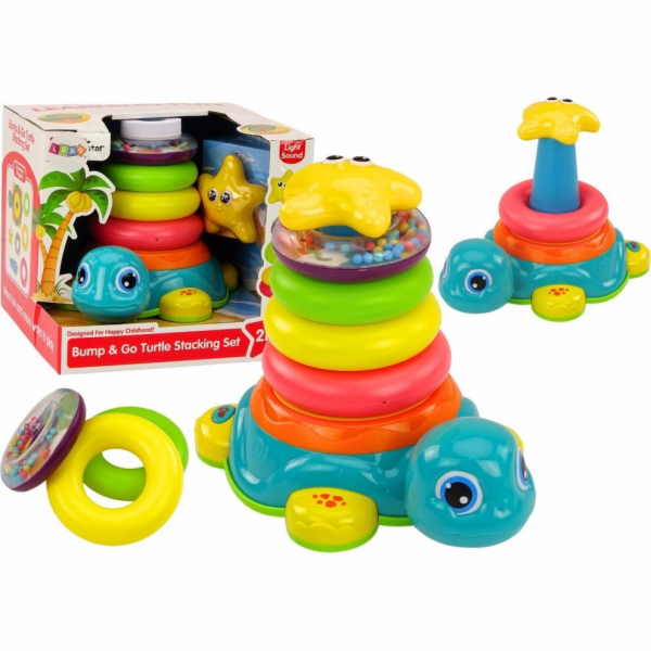 LeanToys Pyramid Riding Turtle 2v1 Puzzle Kolečka Světla ...