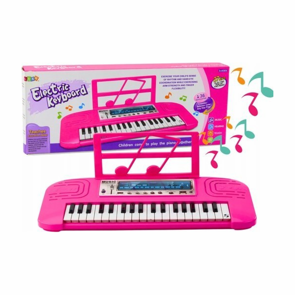 LeanToys Elektrické piano pro děti 36 melodií růžové