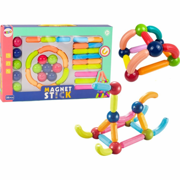 LeanToys Sada magnetických stavebních kostek 36 barevných