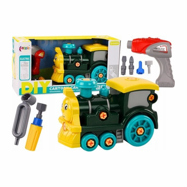 LeanToys DIY kreslená lokomotiva s otočným motivem zelená