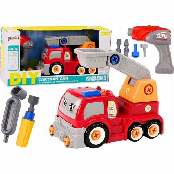 LeanToys DIY kreslený náklaďák Boom k odšroubování červený