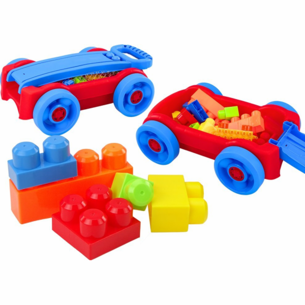 LeanToys Sada stavebních kostek Blue and Red s kolečky