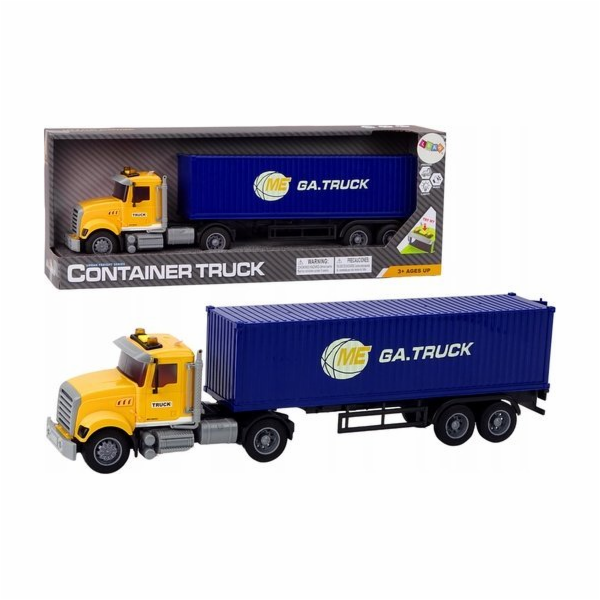 LeanToys Truck Tir Přívěs Kontejner Světla Zvuky Jízda Žlutá