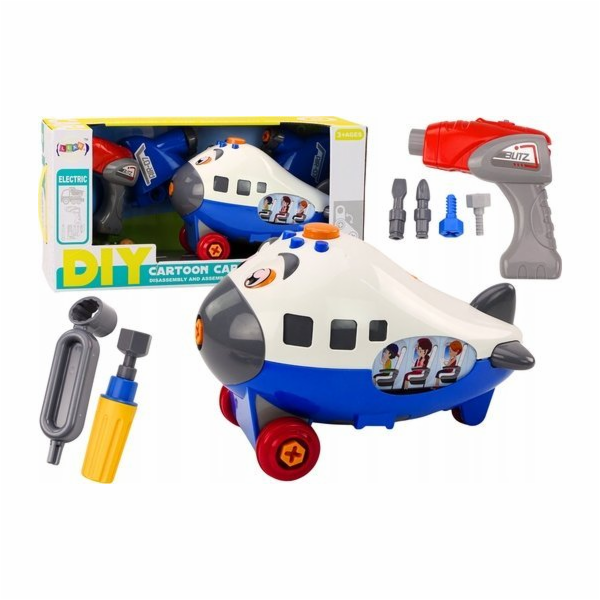 LeanToys DIY otočné křídlo kreslené letadlo modré