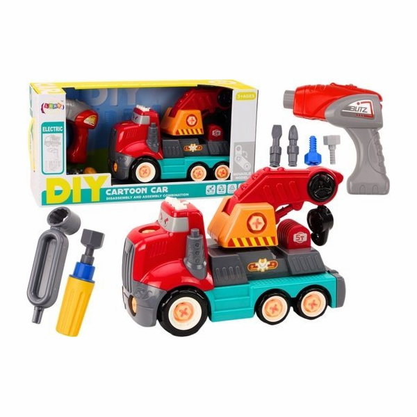 LeanToys Nákladní vůz s hákem Kreslený k demontáži DIY Če...