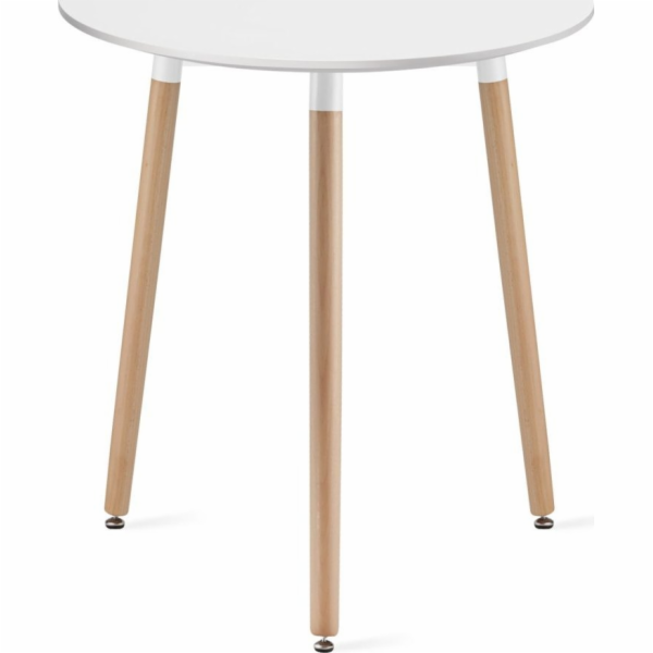 Leobert Kulatý stůl KAMI 60 cm - bílý / přírodní nohy
