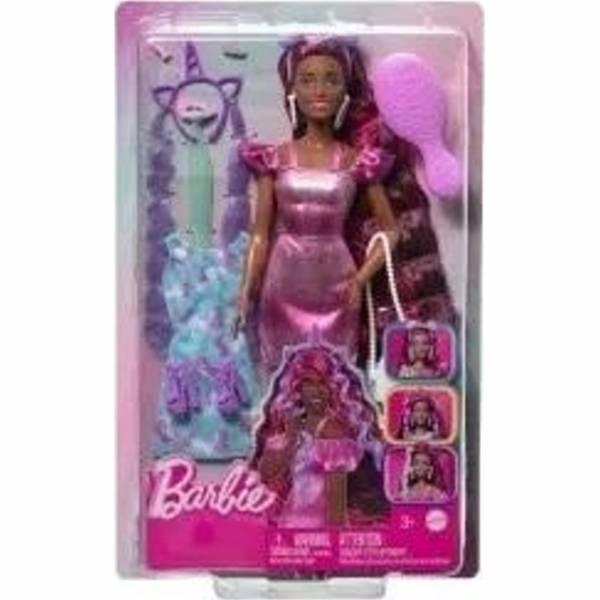 Mattel Panenka Barbie BRB HAIR PLAY FIALOVÉ ŠATY JDC86 WB6
