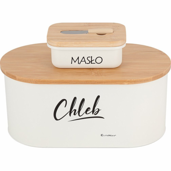 Elitehoff Chlebník z oceli + miska na máslo s nožem E-602...
