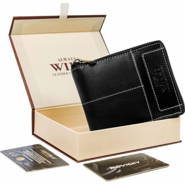 Always Wild Pánská kožená peněženka na zip s kontrastním ...