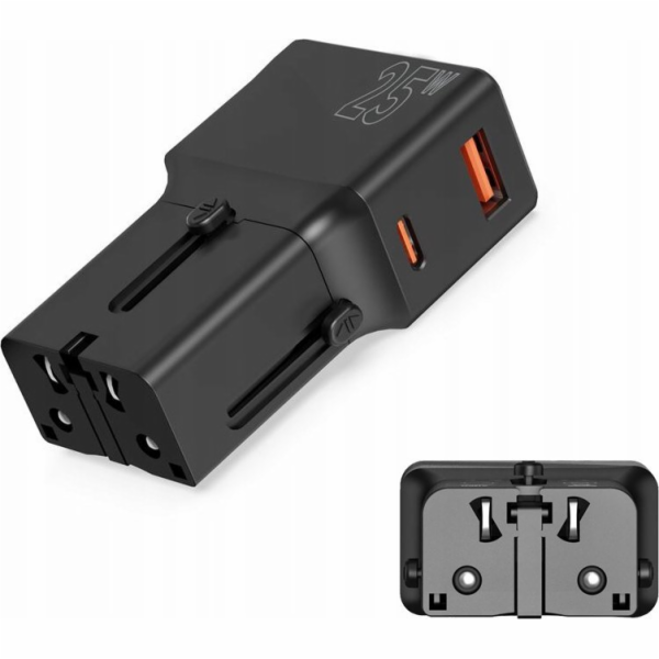 MOBILE ORIGIN Cestovní adaptér 25W, EU/US/UK/AU, černý (T...