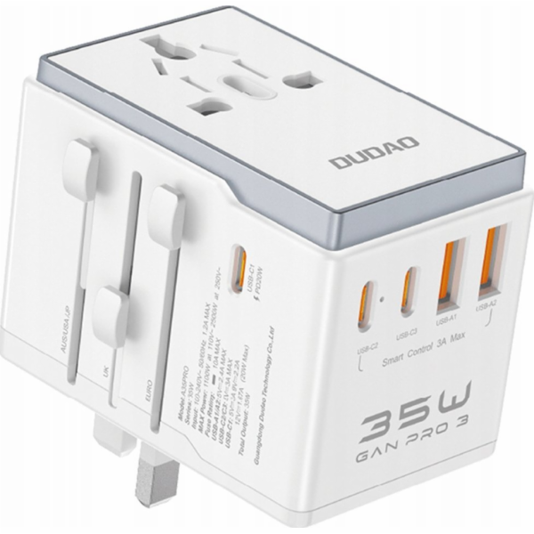 Dudao Cestovní adaptér Dudao A35Pro 35W EU / UK / AUS / U...