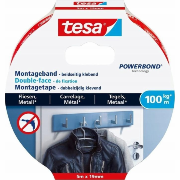 Tesa tesa Montageband Fliesen&Metall 100kg 5m x 19mm