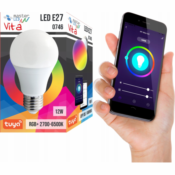 LVT LVT 0746 WiFi žárovka 1x12W E27 2700-6500+RGB bílá