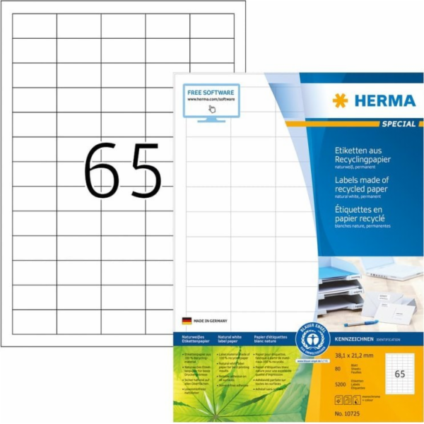 Herma HERMA Etiketten A4 38,1x21,2 mm Rec.Blauer Engel 52...