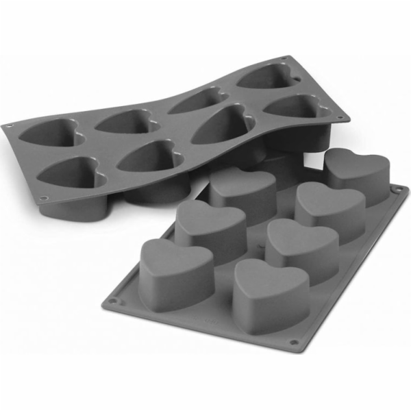 Patisse Mini ve tvaru srdce 29 x 17 cm, šedý silikon, 8 p...