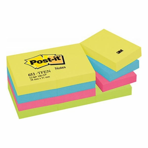 Post-it Samolepicí lístky 38x51mm (653-TFEN) mix barev (1...