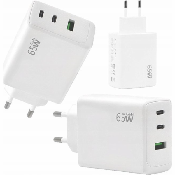 Usams Nabíječka ECOBOX PD 2xUSB-C 1xUSB 65W BÍLÉ RYCHLÉ N...