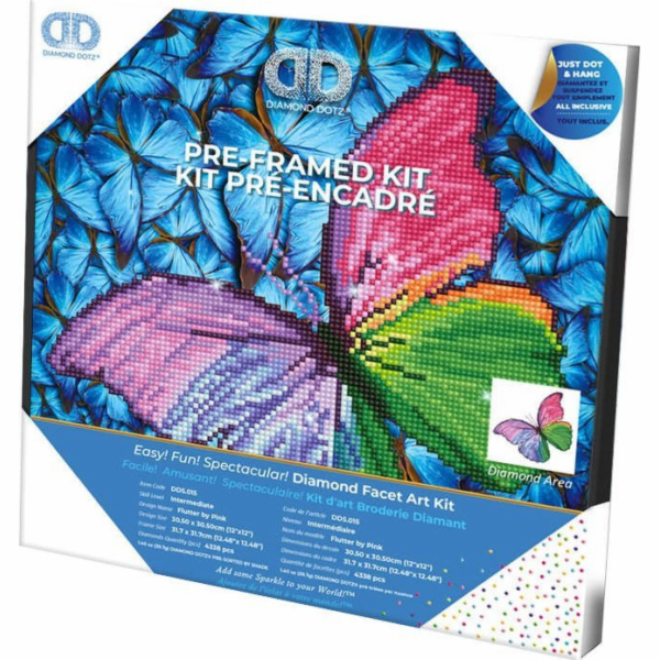 Dante Diamantová výšivka Diamond Dotz Růžový motýl 33x33c...