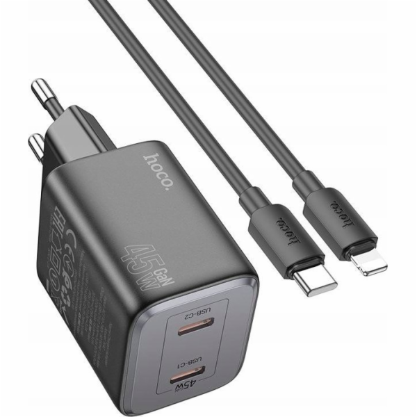 Hoco Nabíječka HOCO do zásuvky, 2 x kabel typu C + typu C...