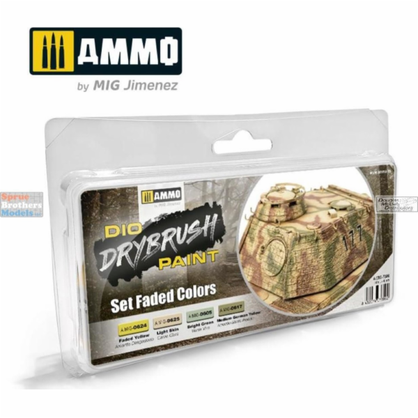 Vallejo Ammo: DIO Drybrush Paint - Sada vybledlých barev