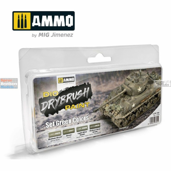 Vallejo Ammo: DIO Drybrush Paint - sada zelených barev