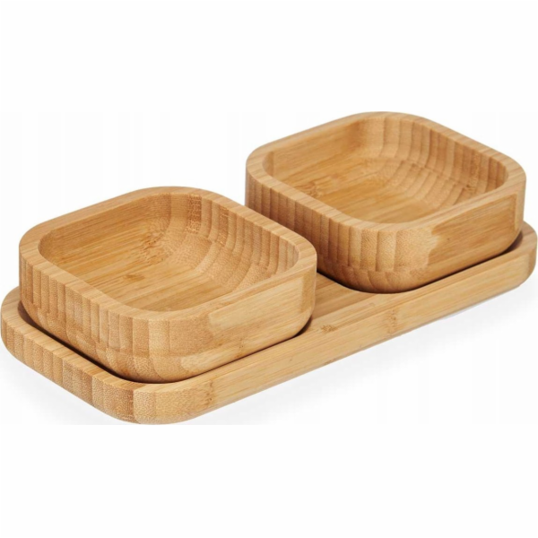 Kinvara 3 dřevěné misky na bambusové desce, 11 x 23 x 4,5 cm