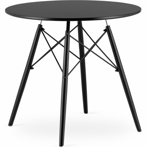 Leobert Kulatý stůl 80cm dřevěný moderní - černý / černé ...