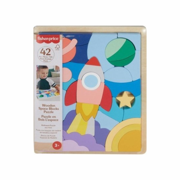 Fisher Price Dřevěné puzzle Vesmír 42 dílků
