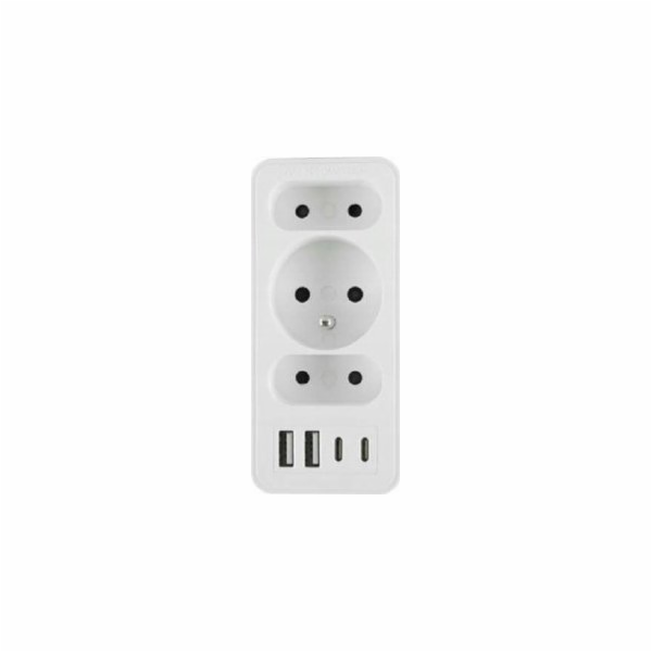 Plastrol TROJITÝ ROZDĚLOVAČ + 2x USB A 2x USB C