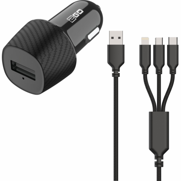 2GO Nabíječka 2GO KFZ 3000mA 3v1 Micro-USB, Lightning, US...