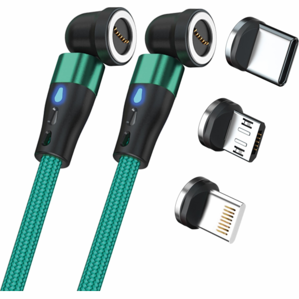 Realpower Magnetický kabel RealPower USB kabel, 1 m 2x ma...