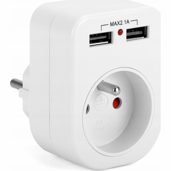 Montis Rozbočovač s uzemněním 1p+Z 2xUSB 2.1A Montis MT09...