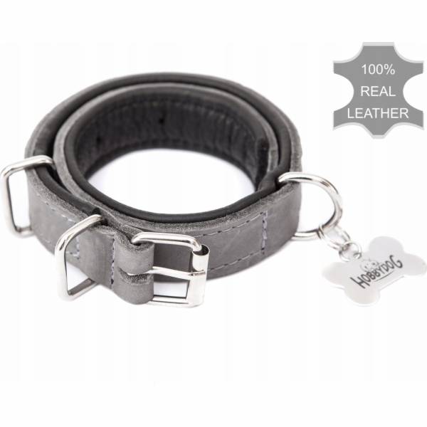 Hobbydog Kožený obojek R2 30x600 šedý