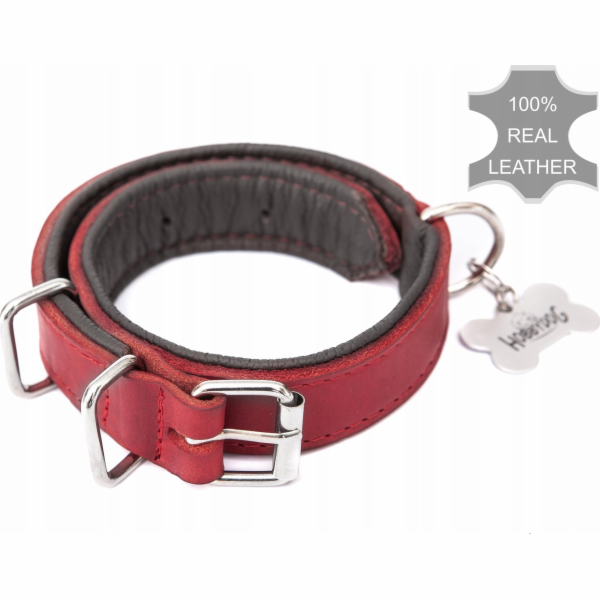 Hobbydog Kožený obojek R1 25x550 červený