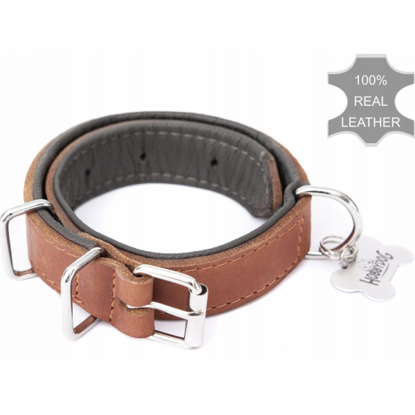 Hobbydog Kožený obojek R1 25x550 Světle hnědý
