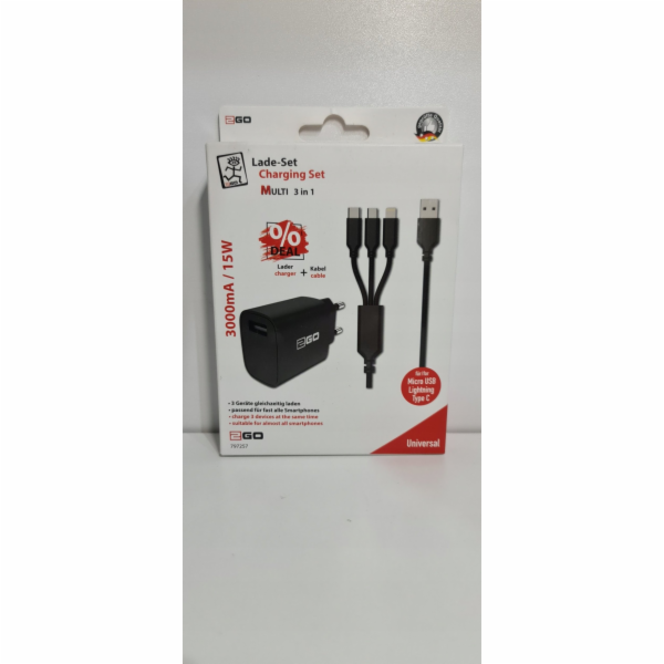 2GO nabíječka 2GO Ladegerät 15W vč. Kabel 1x USB-A 1x Mic...