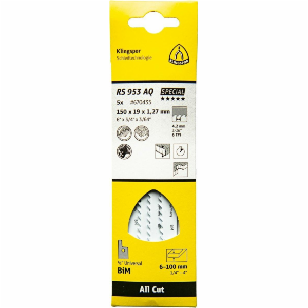 Klingspor KLINGSPOR PILOVÝ LIST KLINGSPOR 150x19x1,27mm R...