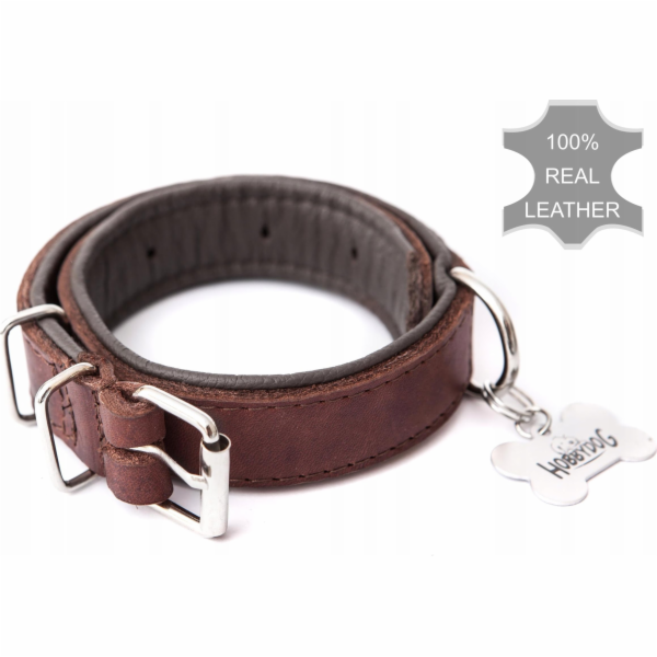 Hobbydog Kožený obojek R1 25x550 HNĚDÝ